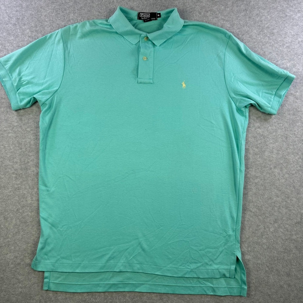 Polo Ralph Lauren Mens XL Aqua Green Short Sleeve Cotton Polo Shirt USA Made